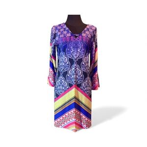 Melissa Paige Vibrant Multicolor Long Sleeve Dress